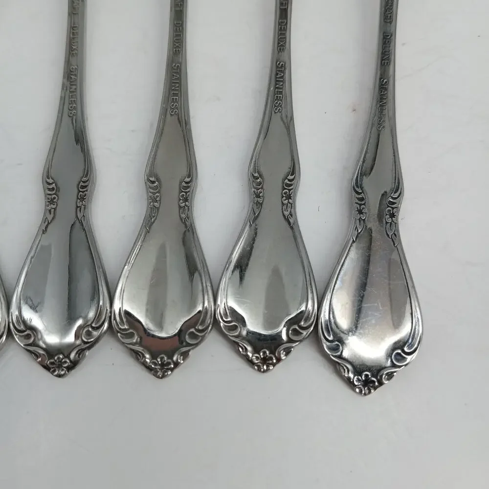 6X SF Oneida CHATEAU Stainless Flatware Salad Forks Glossy USA